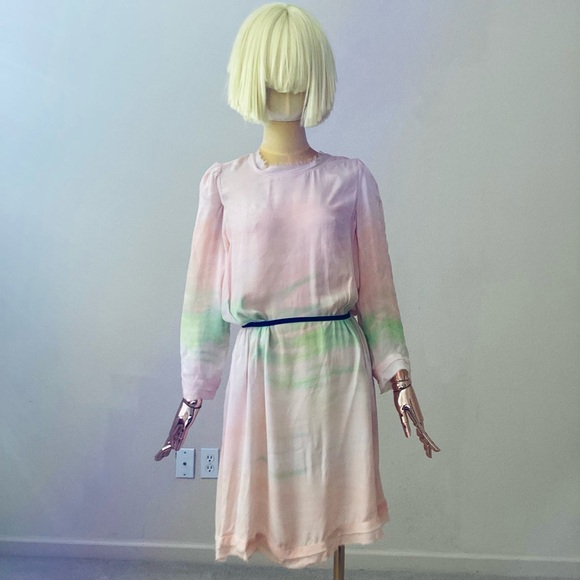 Raquel Allegra Dresses & Skirts - Raquel Allegra Long Sleeves Crew Neck Silk Dress SZ M